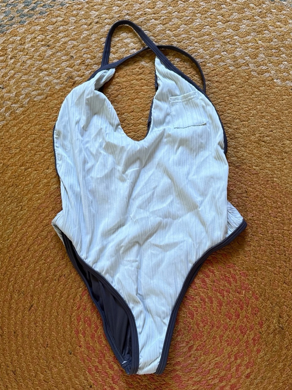 Reversible One-Piece Swimsuit in White and gray